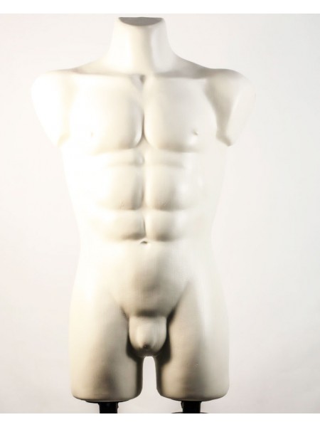 Манекен мужской костюмный пластиковый Давид белый перламутровый на двойной подставке