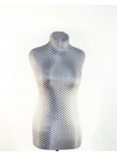 Манекен портной дизайнерский полумягкий в серебристой ткани в ромбик Вика