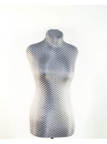 Манекен портной дизайнерский полумягкий в серебристой ткани в ромбик Вика