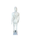 Манекен чоловічий білий глянсовий з поворотною головою без обличчя з JMP-3W прямі руки
