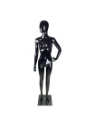 Манекен женский черный глянцевый без лица JWP-16B левая изогнутая