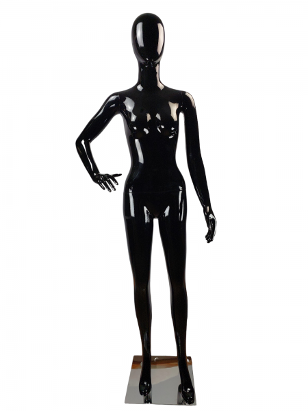 Манекен жіночий чорний вкритий лаком безликий A005b