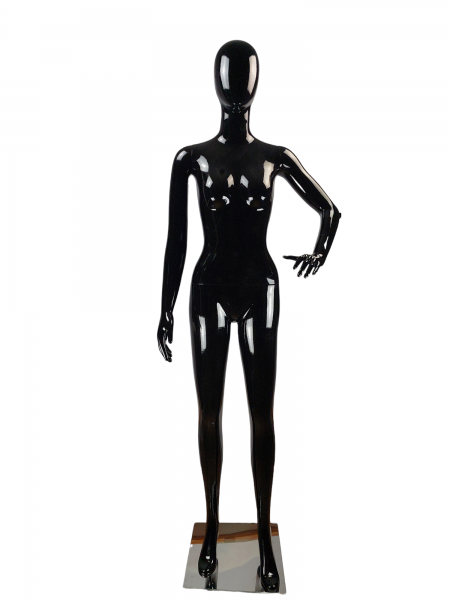 Манекен жіночий чорний вкритий лаком безликий A006b
