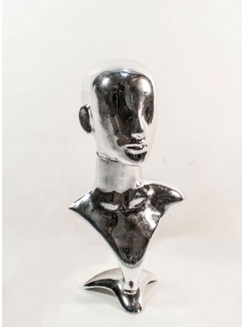 Манекен бюст с головой Аватар металлизированный (платина)