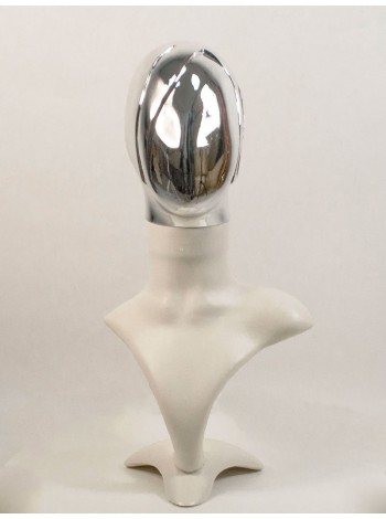 Манекен бюст белый с глянцевой хромированной головой Аватар-2 (платина)