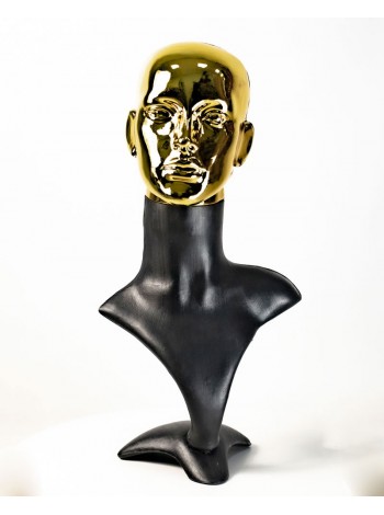Манекен бюст черный с металлизированной головой ВГ  (золото)