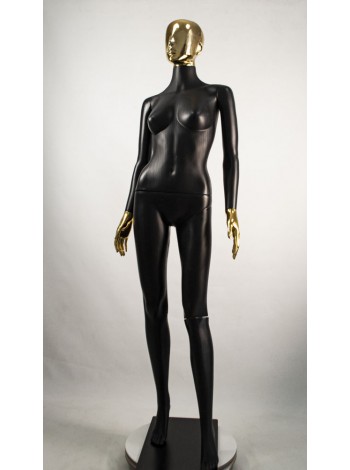 Манекен женский Сиваян черный с хромированными кистями и головой Аватар (золото)