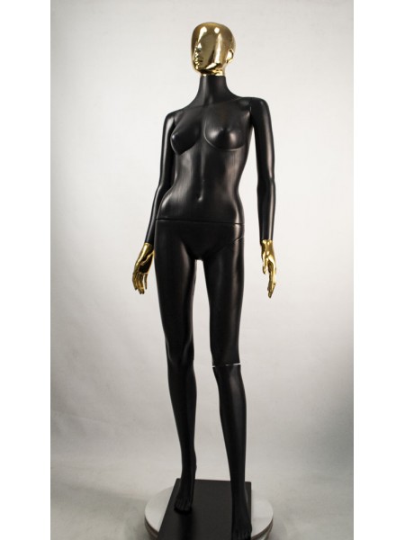 Манекен женский Сиваян черный с хромированными кистями и головой Аватар (золото)
