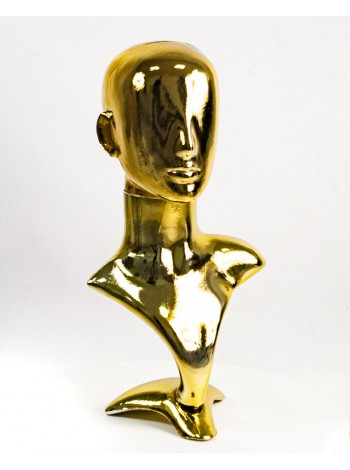 Манекен бюст с головой Аватар металлизированный (золото)