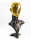 Манекен бюст черный с хромированной головой Аватар (золото)