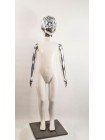 Манекен детский пластиковый девочка в полный рост белый с металлизированными руками и головой (платина) 120 см