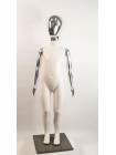 Манекен детский пластиковый безликий в полный рост белый с глянцевыми руками и головой (платина) 120 см