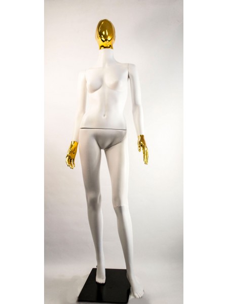 Манекен женский Сиваян белый с глянцевыми кистями и головой Аватар-2 (золото)