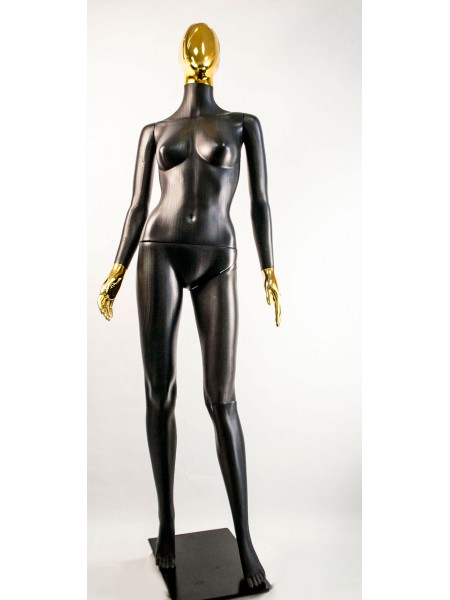 Манекен жіночий Сиваян чорний з гальванічним покриттям кистей і голови Аватар-2 (золото)
