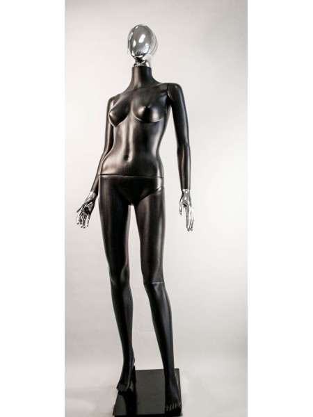 Манекен жіночий Сиваян чорний з металізованими кистями і головою Аватар-2 (платина)