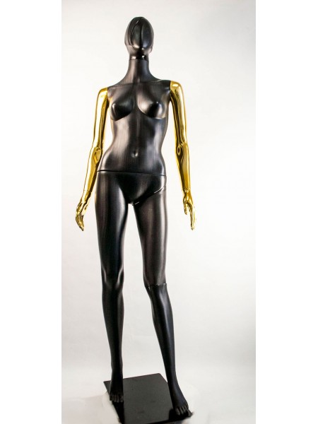 Манекен жіночий Сиваян чорний з металізованими руками Аватар-2 (золото)