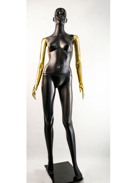 Манекен жіночий Сиваян чорний з металізованими руками ВГ (золото)