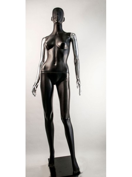 Манекен жіночий Сиваян чорний з металізованими руками Аватар (платина)