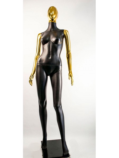 Манекен женский Сиваян черный с блестящим покрытием рук и головы Аватар-2 (золото)