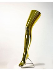 Манекен нога женская под колготку блестящая (золото)
