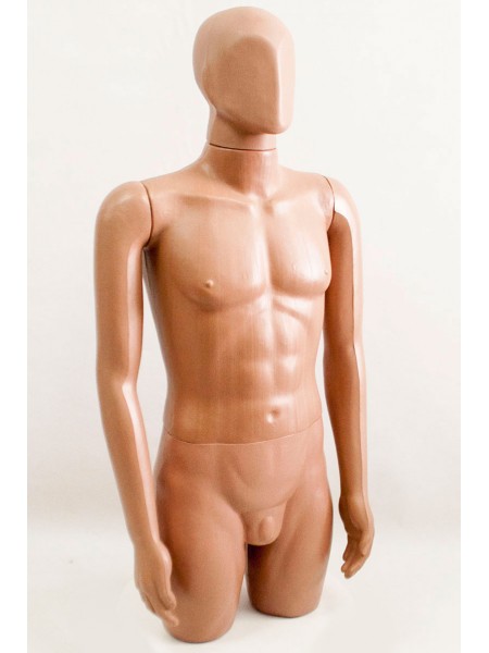 Манекен мужской витринный укороченный "Сенсей" безликий, телесного цвета.