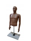 Манекен мужской витринный полочный торс без бедер на подставке «Сенсей» с лицом телесного цвета