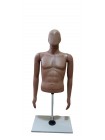 Манекен мужской витринный полочный торс без бедер на подставке «Сенсей» безликий телесного цвета