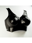 Манекен пластиковый объемный черный для презентации белья «Бюст с лямками» P2black