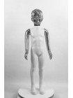 Манекен детский пластиковый девочка в полный рост белый с зеркальными руками и головой (платина) 100 см
