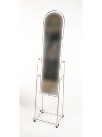 Зеркало напольное узкое в металлической раме 25 см белое